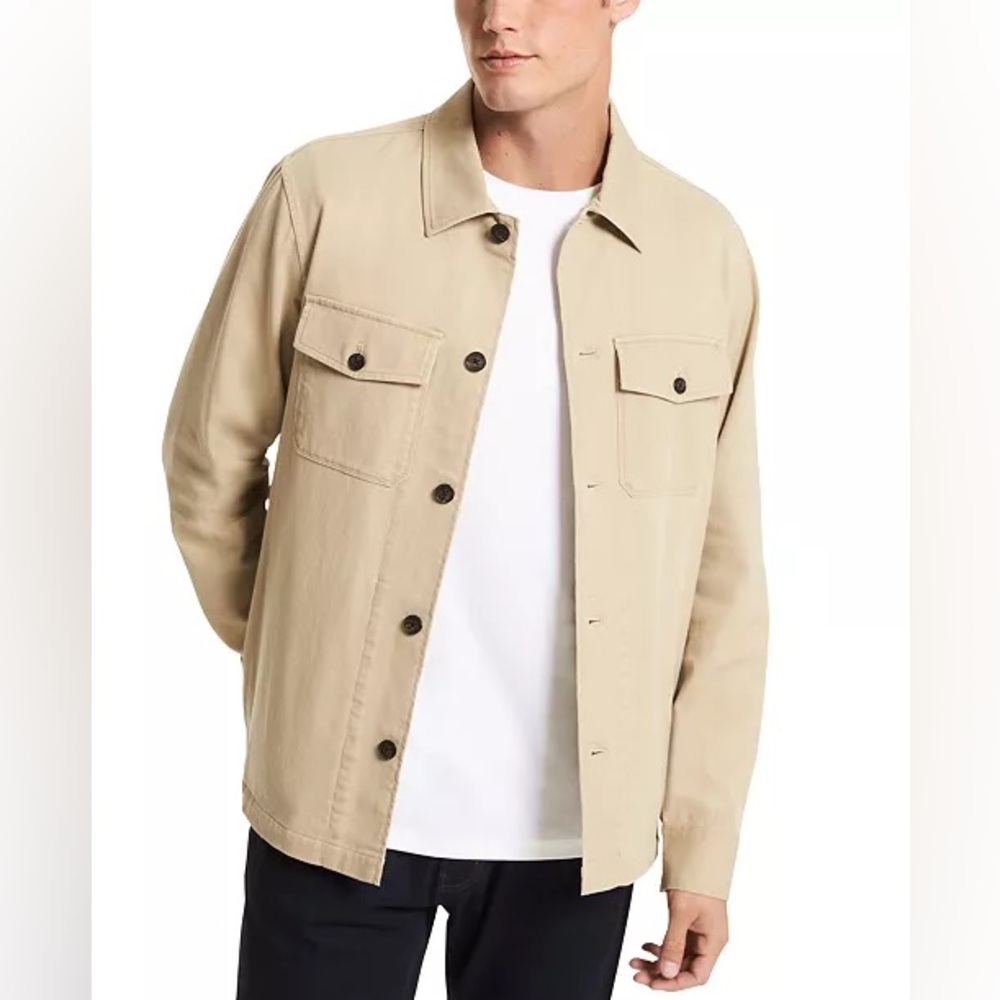 Michael Kors Cotton Blend Shirt Jacket Khaki